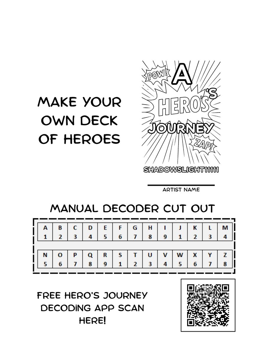 A Hero's Journey back of sheet